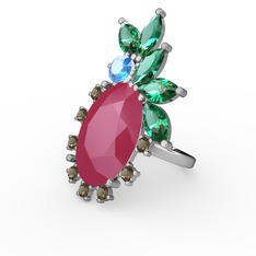 Arinna Yüzük - Neon pembe akrilik 18 ayar beyaz altın yüzük #20sxml