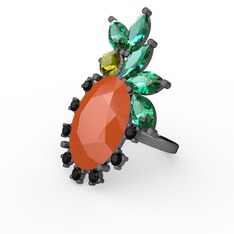 Arinna Yüzük - Neon turuncu akrilik 925 ayar siyah rodyum kaplama gümüş yüzük #21bkbo