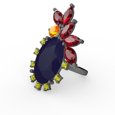 Arinna Yüzük - Lacivert akrilik 925 ayar siyah rodyum kaplama gümüş yüzük #2njpue