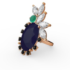 Arinna Yüzük - Lacivert akrilik 8 ayar rose altın yüzük #2sgs2j