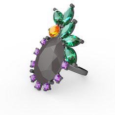 Arinna Yüzük - Füme akrilik 925 ayar siyah rodyum kaplama gümüş yüzük #2v3osn