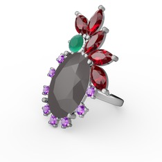 Arinna Yüzük - Füme akrilik 14 ayar beyaz altın yüzük #37fao1