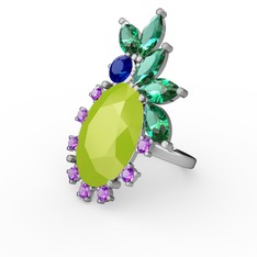 Arinna Yüzük - Neon sarı akrilik 14 ayar beyaz altın yüzük #3qgvoq