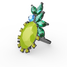 Arinna Yüzük - Neon sarı akrilik 925 ayar siyah rodyum kaplama gümüş yüzük #3vyueq