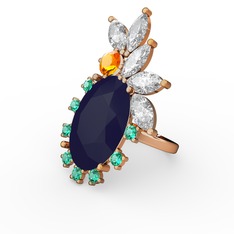 Arinna Yüzük - Lacivert akrilik 14 ayar altın yüzük #3z0xsb