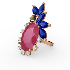 Neon pembe akrilik 925 ayar rose altın kaplama gümüş yüzük (0.48 karat)