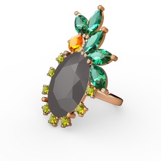 Füme akrilik 925 ayar altın kaplama gümüş yüzük