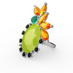 Arinna Yüzük - Neon sarı akrilik 925 ayar gümüş yüzük #4sp58n