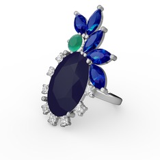 Arinna Yüzük - Lacivert akrilik 14 ayar beyaz altın yüzük #4xnfof