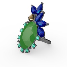 Arinna Yüzük - Neon yeşil akrilik 925 ayar siyah rodyum kaplama gümüş yüzük #56jhvw