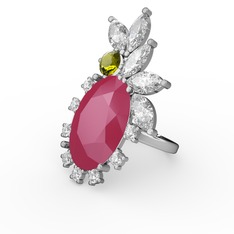 Arinna Yüzük - Neon pembe akrilik 14 ayar beyaz altın yüzük (0.48 karat) #575uq5