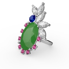 Arinna Yüzük - Neon yeşil akrilik 14 ayar beyaz altın yüzük #5b950y