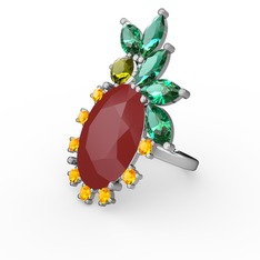 Arinna Yüzük - Kırmızı akrilik 8 ayar beyaz altın yüzük #5q6tpt