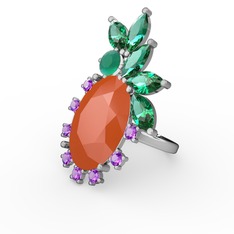 Arinna Yüzük - Neon turuncu akrilik 925 ayar gümüş yüzük #5xge2q