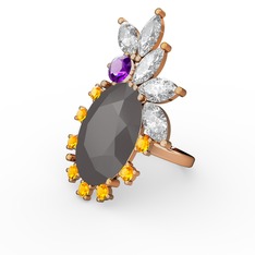 Arinna Yüzük - Füme akrilik 18 ayar rose altın yüzük #66z7i