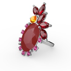 Arinna Yüzük - Kırmızı akrilik 8 ayar beyaz altın yüzük #6ic5aj