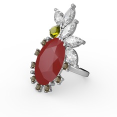 Arinna Yüzük - Kırmızı akrilik 925 ayar gümüş yüzük #6mn12d