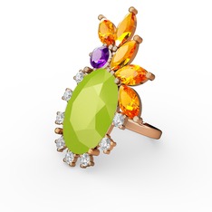 Arinna Yüzük - Neon sarı akrilik 18 ayar altın yüzük #6u692d