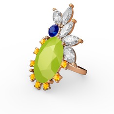 Arinna Yüzük - Neon sarı akrilik 18 ayar rose altın yüzük #6xx305