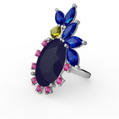 Arinna Yüzük - Lacivert akrilik 8 ayar beyaz altın yüzük #6zfn43