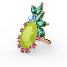 Arinna Yüzük - Neon sarı akrilik 8 ayar altın yüzük #716htb