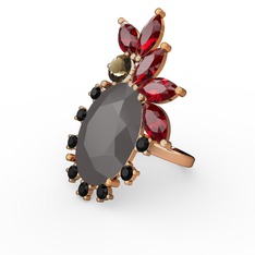 Arinna Yüzük - Füme akrilik 925 ayar altın kaplama gümüş yüzük #7i7nej