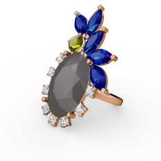 Arinna Yüzük - Füme akrilik 925 ayar altın kaplama gümüş yüzük (0.48 karat) #7im4dg