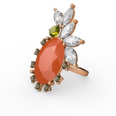 Arinna Yüzük - Neon turuncu akrilik 925 ayar rose altın kaplama gümüş yüzük #7qntoh