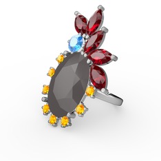 Arinna Yüzük - Füme akrilik 8 ayar beyaz altın yüzük #7qx9jh