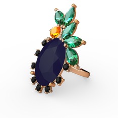 Arinna Yüzük - Lacivert akrilik 14 ayar altın yüzük #81cuu0