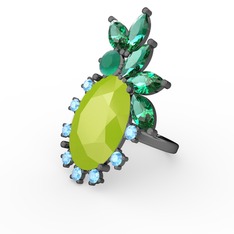 Arinna Yüzük - Neon sarı akrilik 925 ayar siyah rodyum kaplama gümüş yüzük #8a6ca4