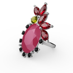 Arinna Yüzük - Neon pembe akrilik 14 ayar beyaz altın yüzük #8bv7np