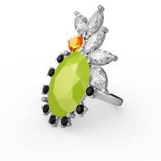 Arinna Yüzük - Neon sarı akrilik 14 ayar beyaz altın yüzük #8gy8cy