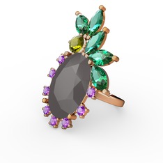 Arinna Yüzük - Füme akrilik 925 ayar altın kaplama gümüş yüzük #8t1tbs