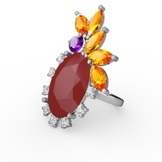 Arinna Yüzük - Kırmızı akrilik 18 ayar beyaz altın yüzük (0.48 karat) #934bow