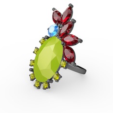 Arinna Yüzük - Neon sarı akrilik 925 ayar siyah rodyum kaplama gümüş yüzük #9gdtmd