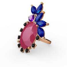 Neon pembe akrilik 925 ayar rose altın kaplama gümüş yüzük
