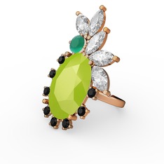 Arinna Yüzük - Neon sarı akrilik 14 ayar rose altın yüzük #9yl4l5