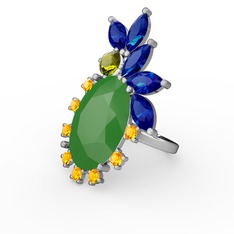 Arinna Yüzük - Neon yeşil akrilik 14 ayar beyaz altın yüzük #a94v42