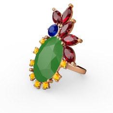 Neon yeşil akrilik 18 ayar rose altın yüzük