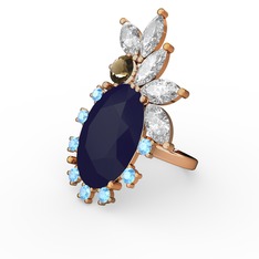 Lacivert akrilik 8 ayar altın yüzük