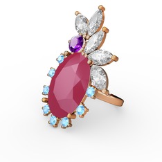 Arinna Yüzük - Neon pembe akrilik 925 ayar rose altın kaplama gümüş yüzük #axwlxx