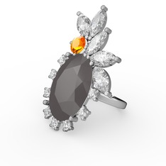 Arinna Yüzük - Füme akrilik 8 ayar beyaz altın yüzük (0.48 karat) #b0i473