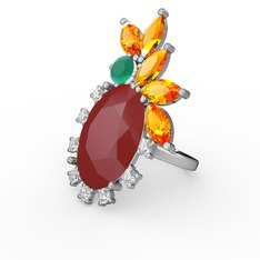 Arinna Yüzük - Kırmızı akrilik 18 ayar beyaz altın yüzük #b8pwkz