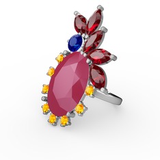 Neon pembe akrilik 18 ayar beyaz altın yüzük