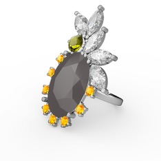 Arinna Yüzük - Füme akrilik 8 ayar beyaz altın yüzük #bameey