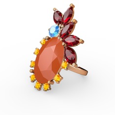 Arinna Yüzük - Neon turuncu akrilik 925 ayar altın kaplama gümüş yüzük #bf9v0p