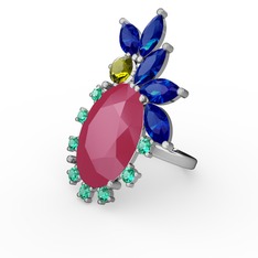 Neon pembe akrilik 925 ayar gümüş yüzük