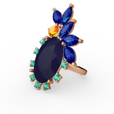 Arinna Yüzük - Lacivert akrilik 14 ayar altın yüzük #bjm60g