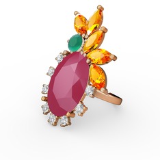 Arinna Yüzük - Neon pembe akrilik 925 ayar rose altın kaplama gümüş yüzük (0.48 karat) #bky6k